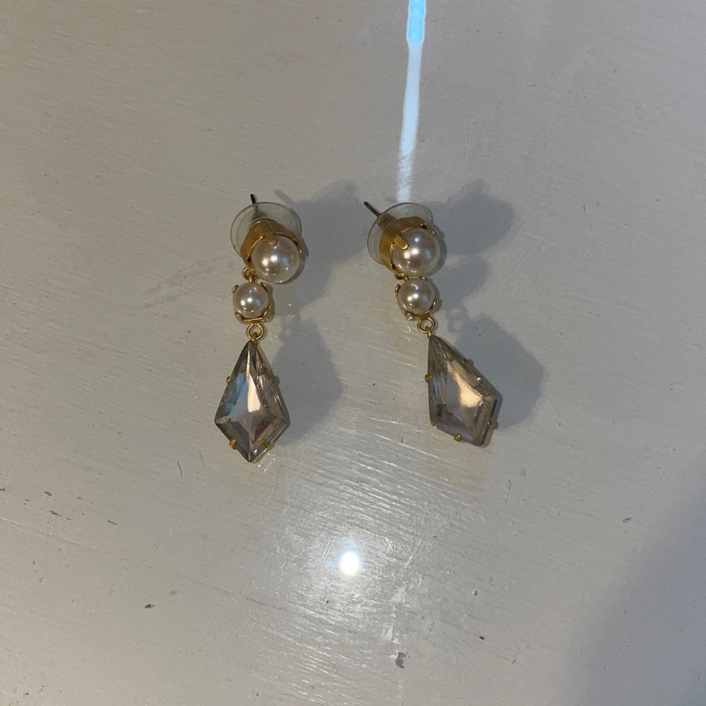 Pearl & rhine stone drop earrings